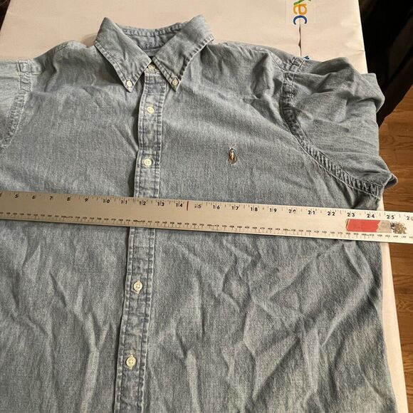 Ralph Lauren Shirt Lightweight Chambray Denim Long-Sleeve Button Down Men's XL - Picture 5 of 7